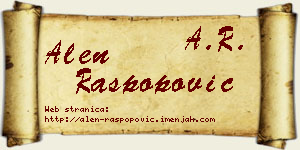 Alen Raspopović vizit kartica
